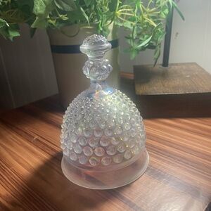Iridescent Glass Bell with Hobnail Design- one of a kind